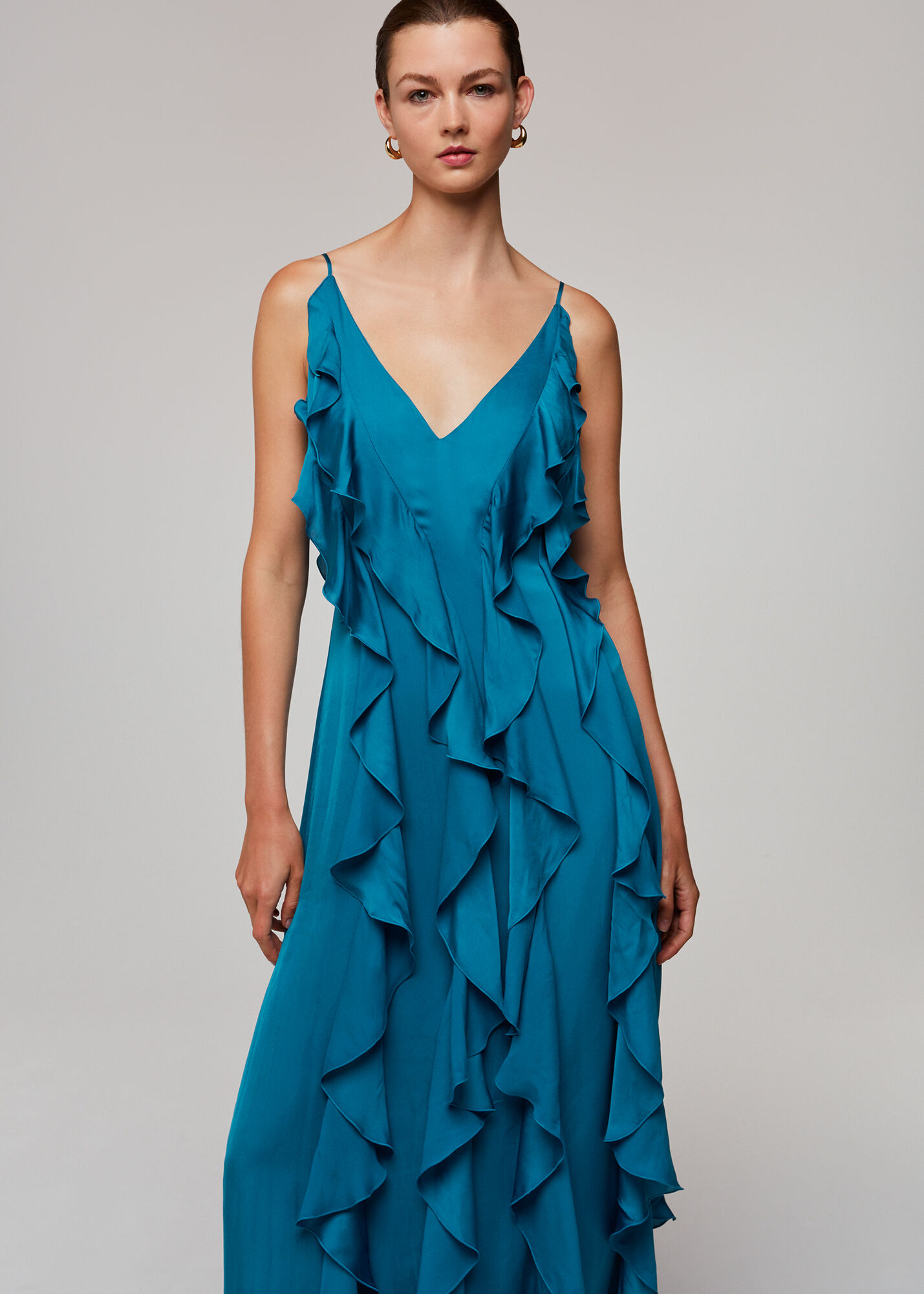 Blue Ruffle Maxi Dress