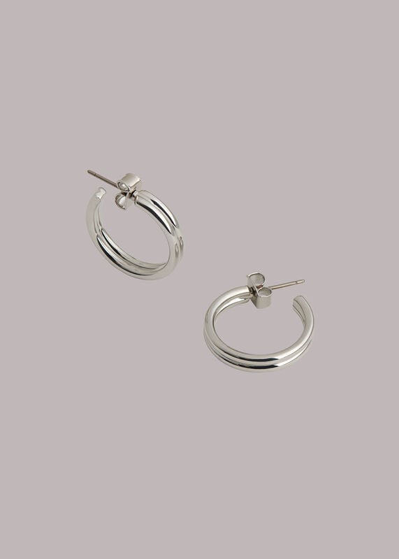 Silver Double Hoop Earring