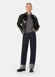 Casi Patent Leather Croc Biker