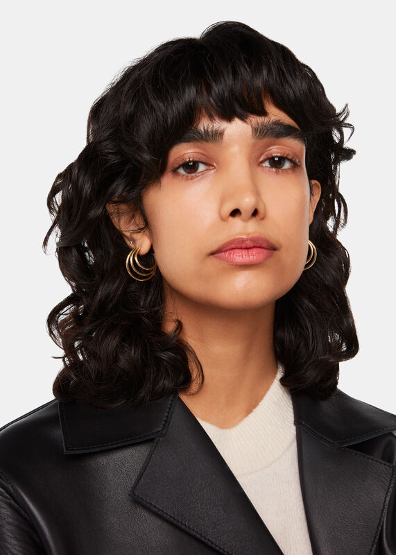 Gold Medium Triple Hoop Earring
