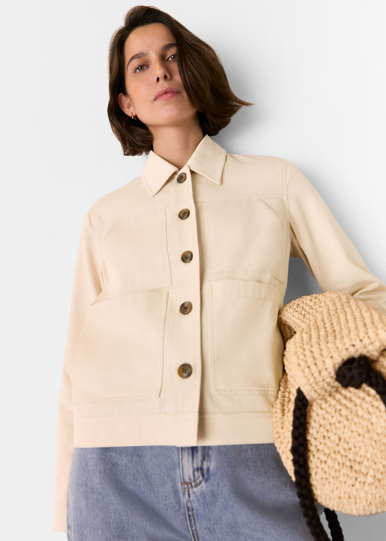 Whistles Neutral Mia Pocket Detail Jacket Whistles Neutral Mia Pocket Detail Jacket