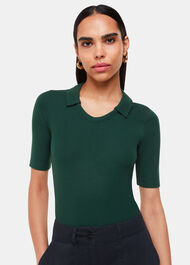 Lucie Ribbed Collar Polo