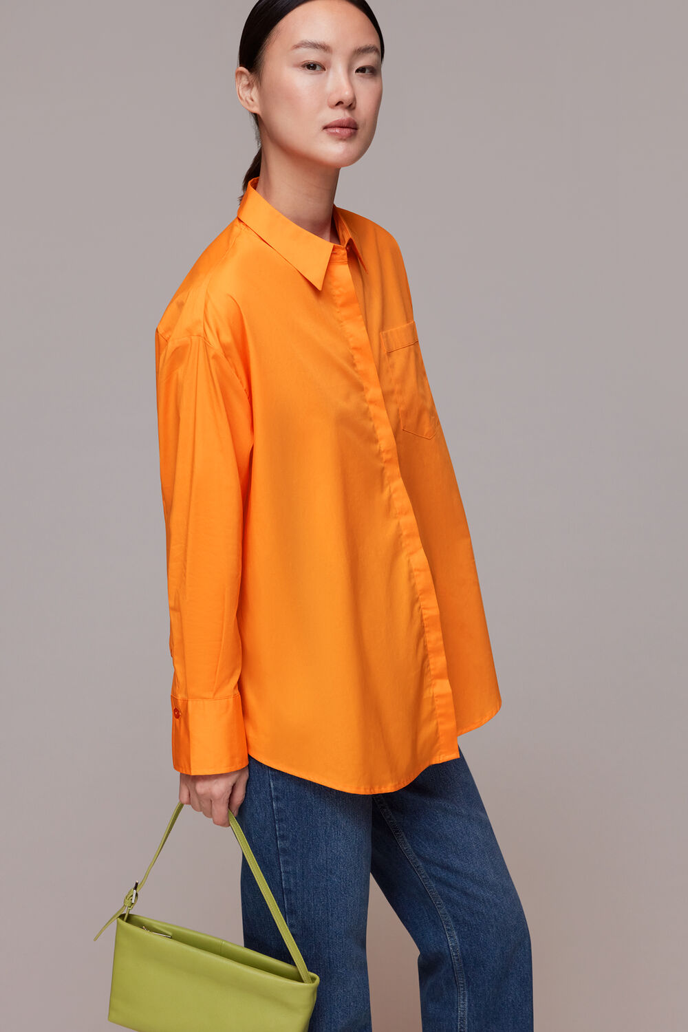 Orange Oversized Button Up Shirt
