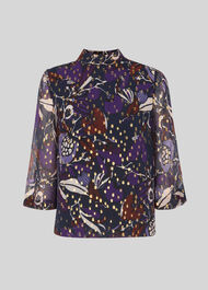 Montrose Dobby Silk Mix Top Purple/Multi