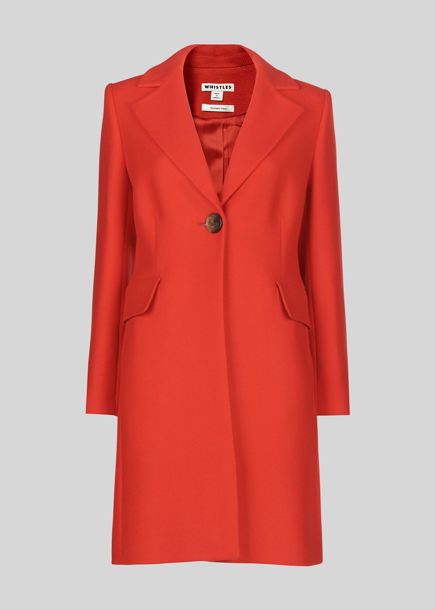 Red Clara Single Breasted Coat WHISTLES