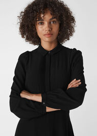 Pintuck Shirt Dress Black