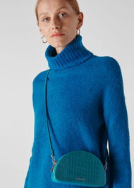 Jasmin Croc Half Moon Bag Teal