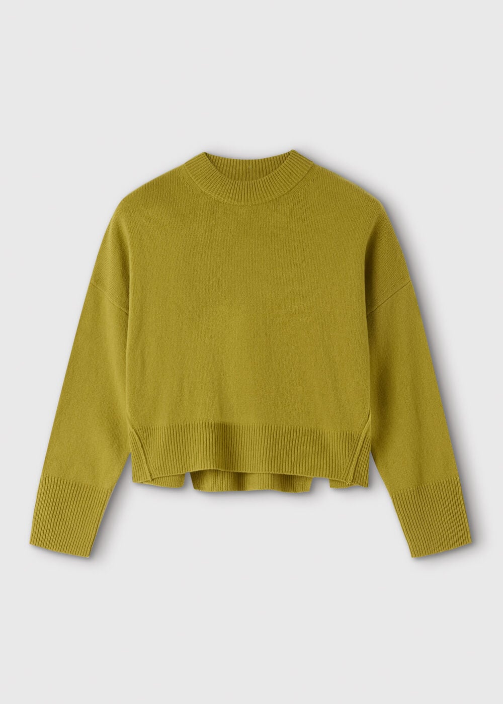 Yellow Wool Seam Detail Crew Knit