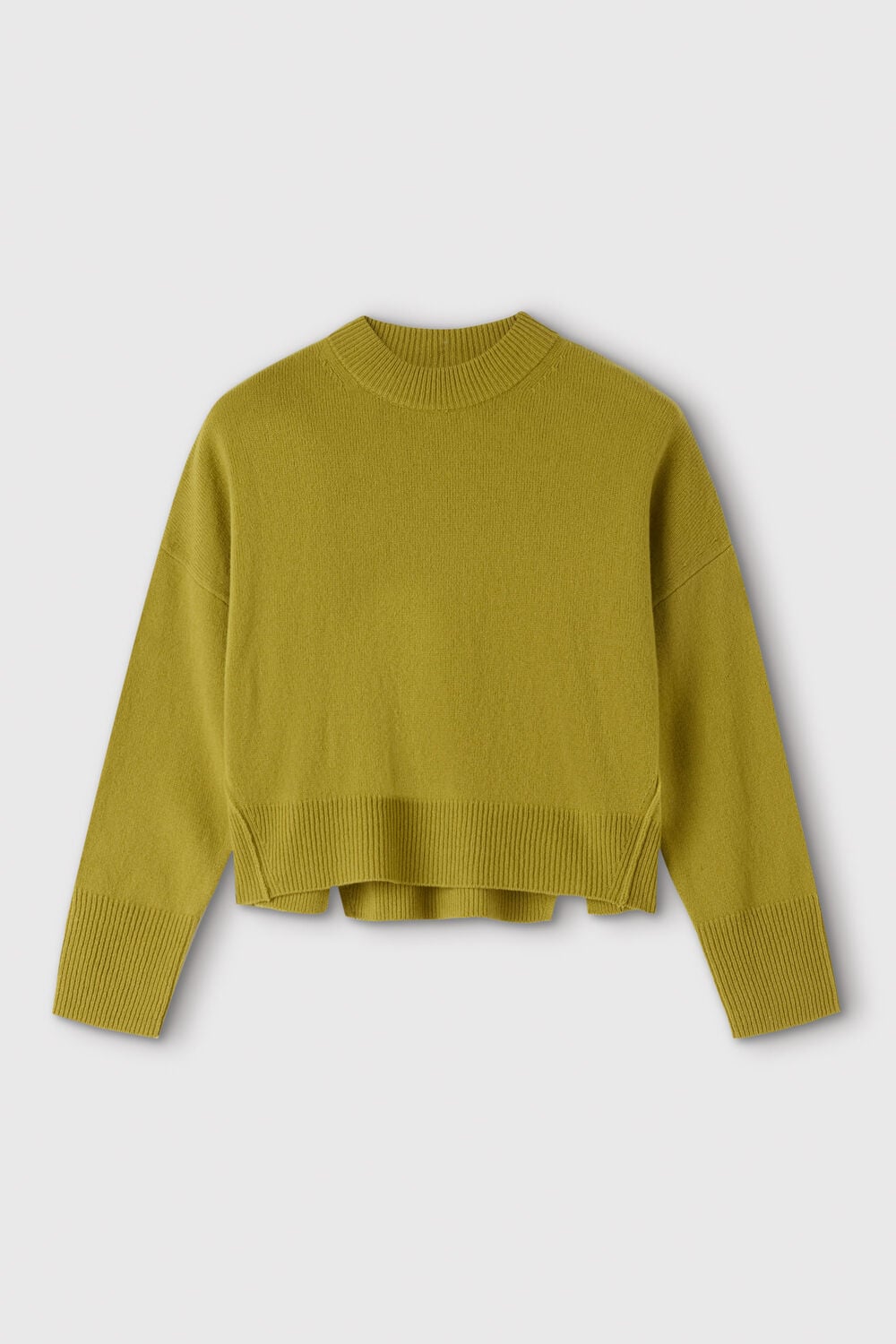 Yellow Wool Seam Detail Crew Knit