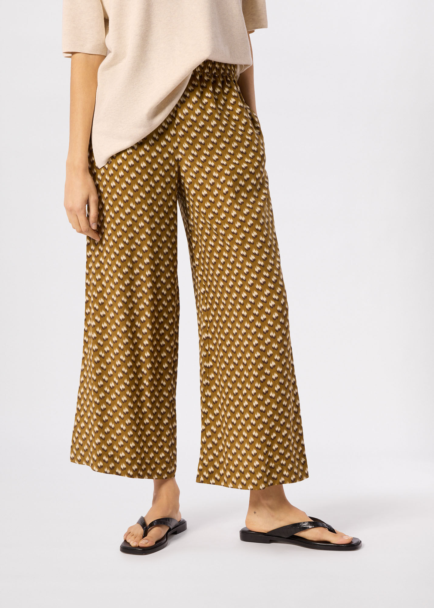 Khaki/Multi Ikat Spot Crop Trouser | WHISTLES | Whistles UK |