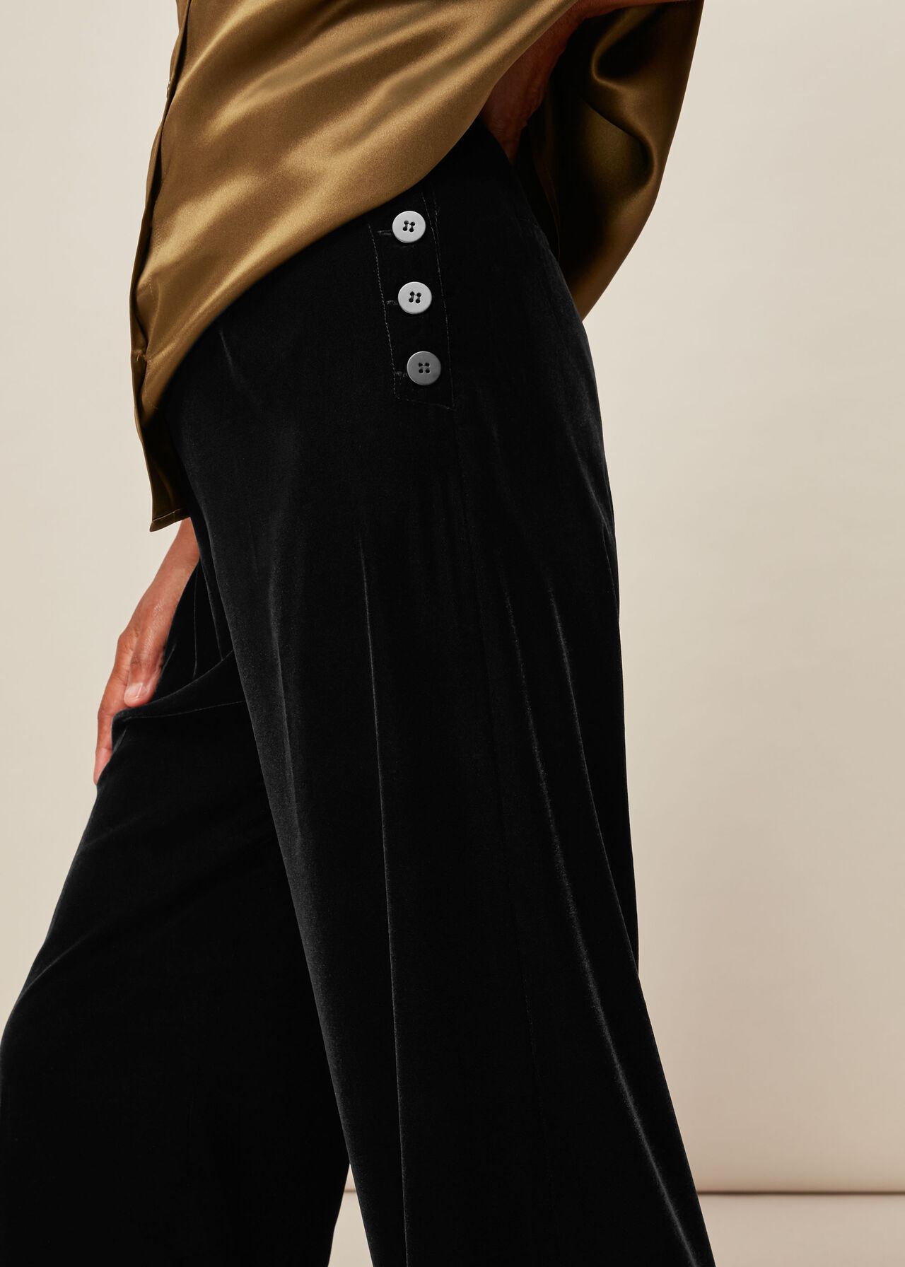 Black Velvet Wide Leg Trouser, WHISTLES