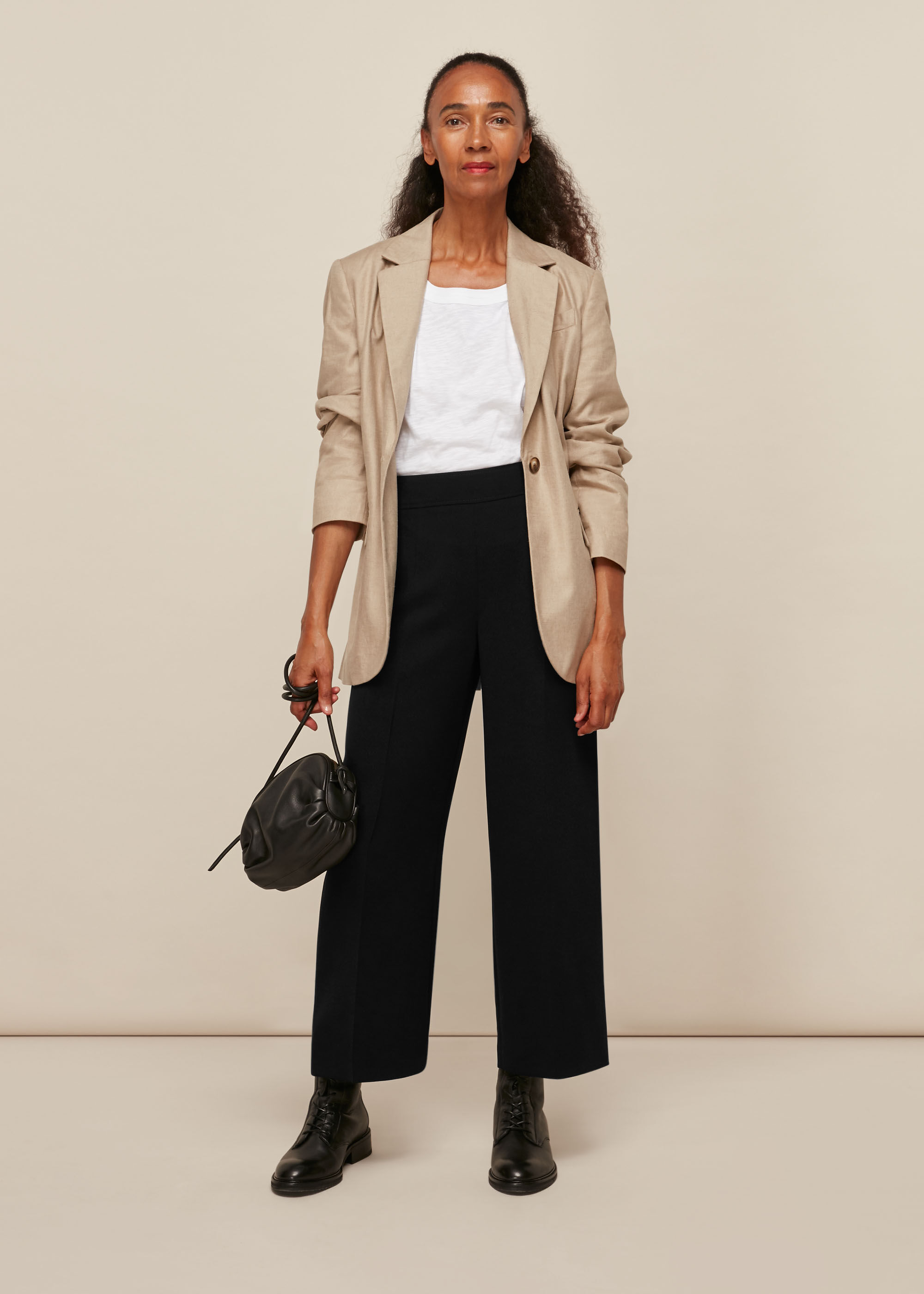 Wide cropped leg trousers store