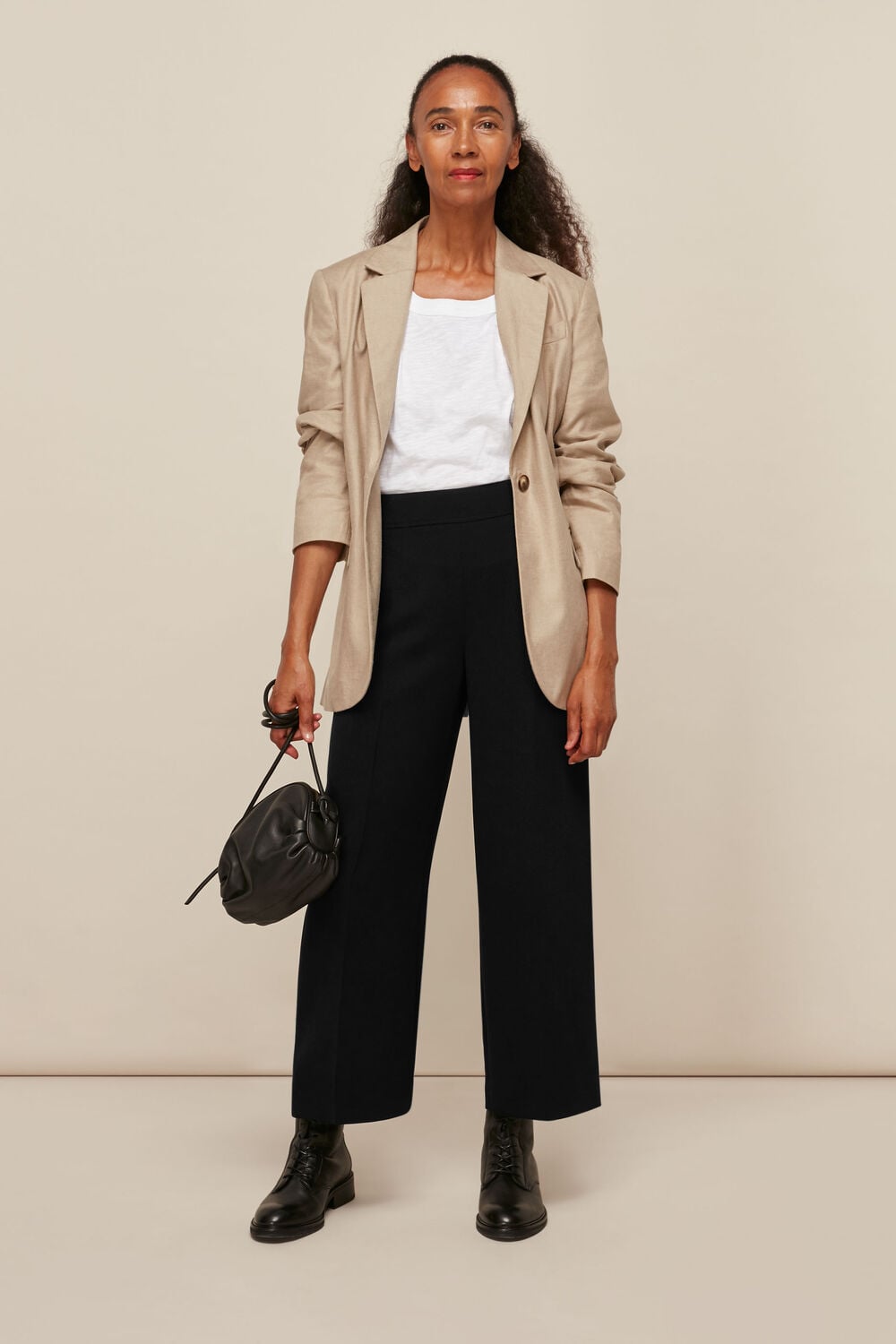 Black Wide Leg Crop Trouser