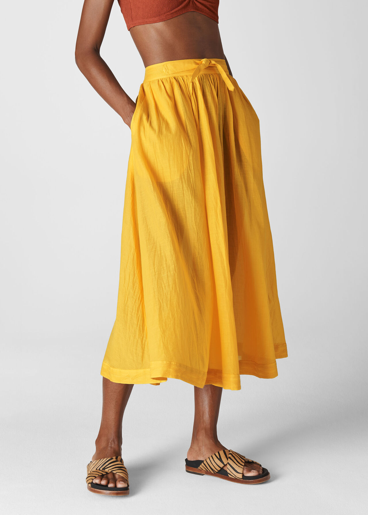 Voile Beach Full Skirt Yellow