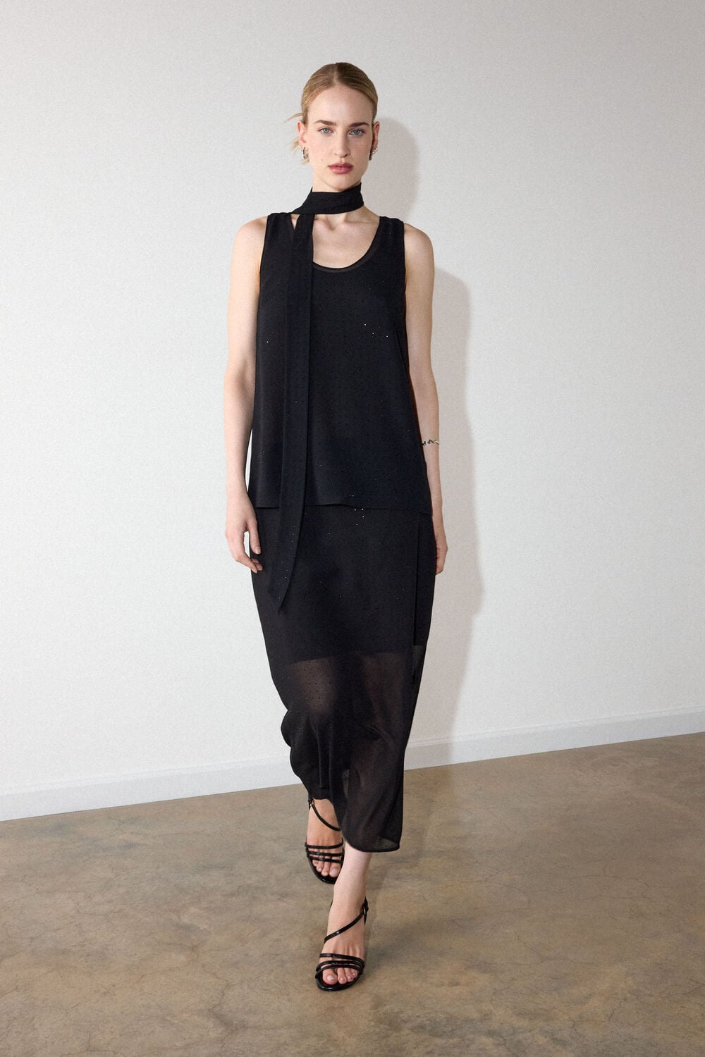 Black Hot Fix Scarf Cami Top
