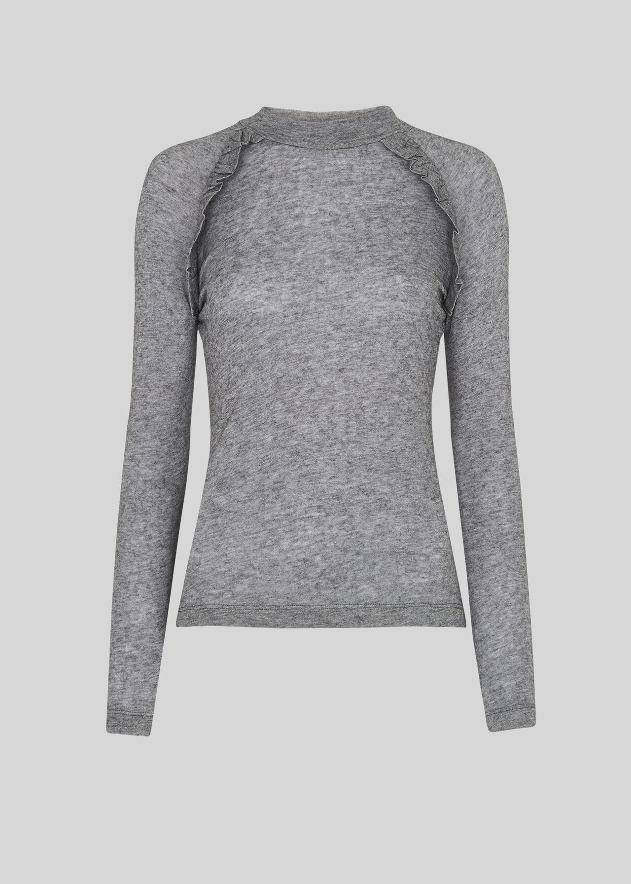 Wool Frill Essential Top Grey