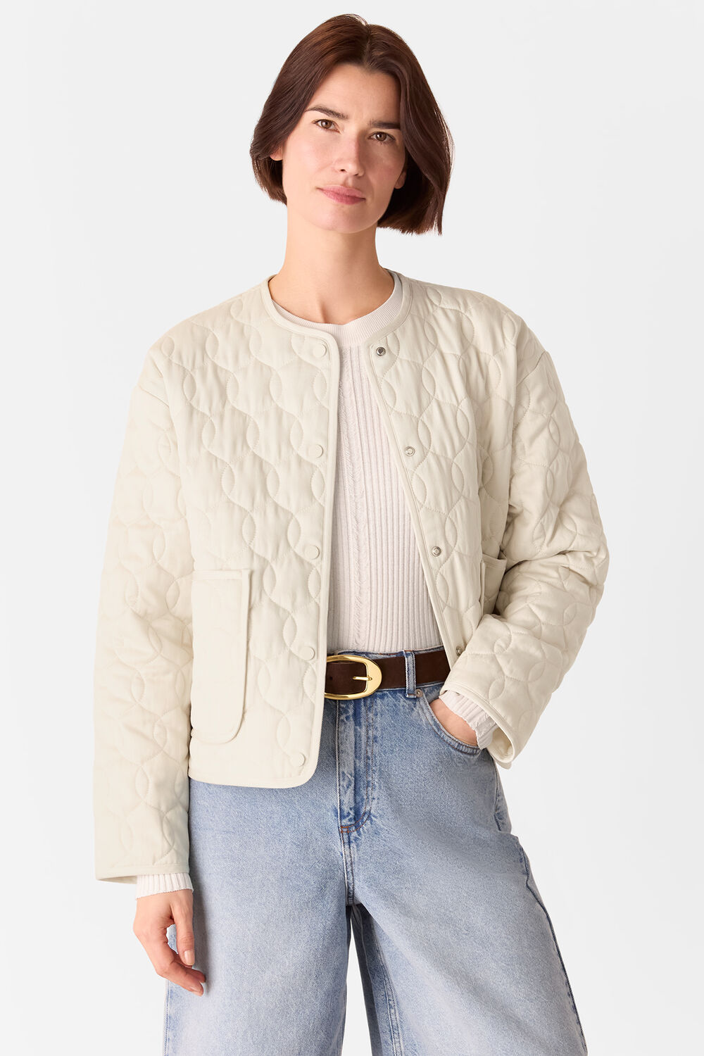 Neutral Maya Cotton Quilted Jacket