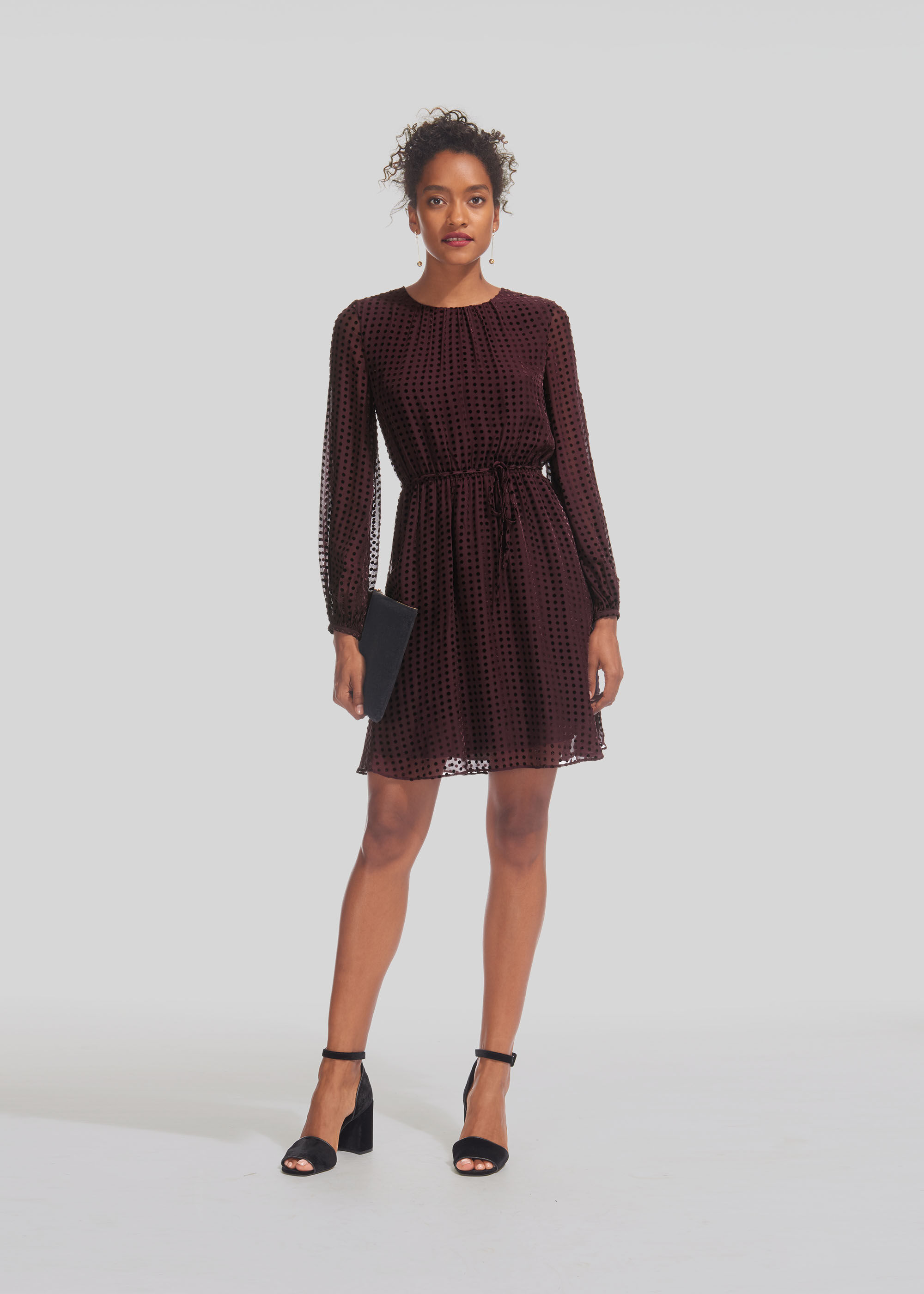Velvet polka dot dress discount