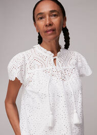 Bonnie Broderie Blouse White