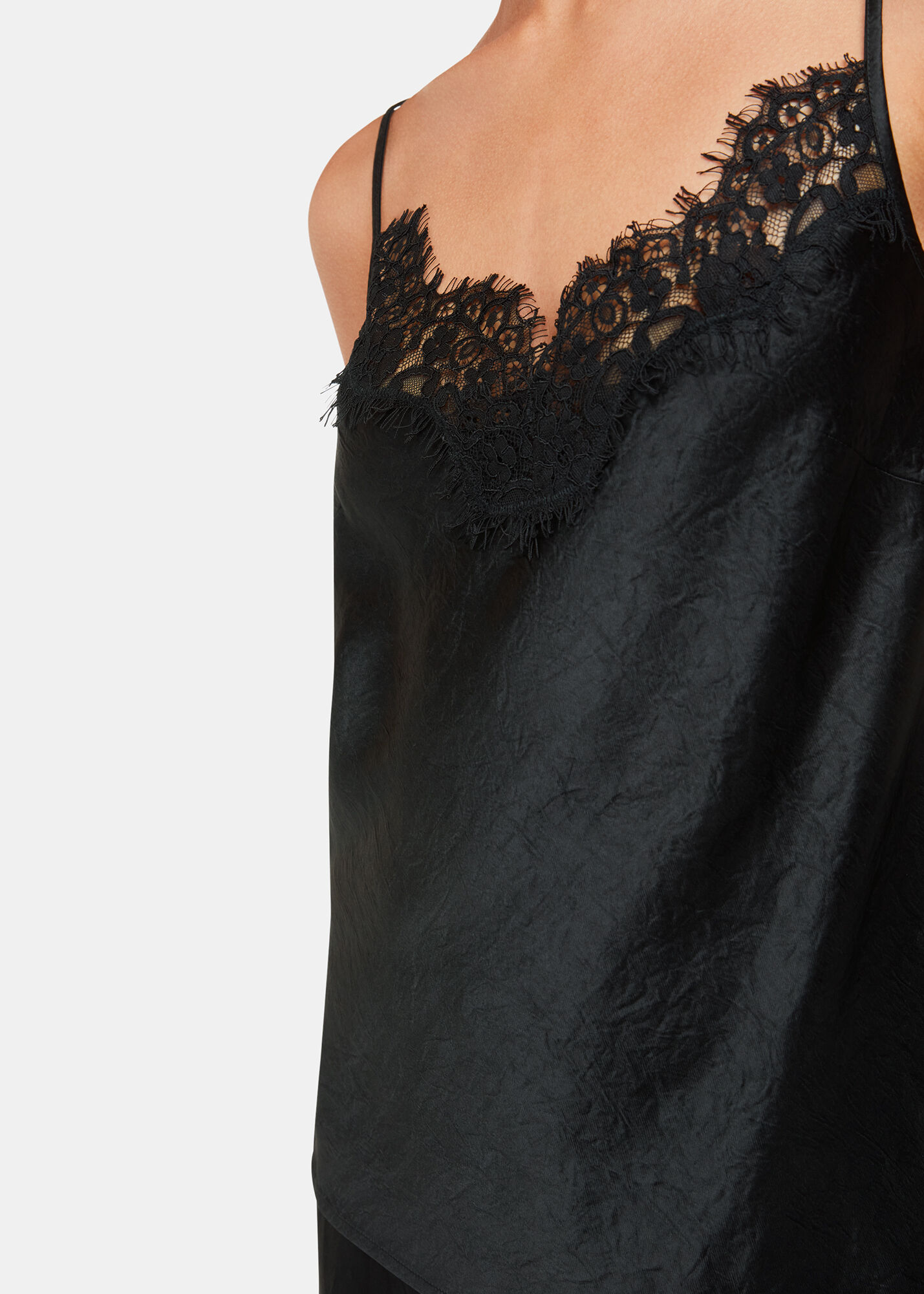 Black Lace Trim Cami Top | WHISTLES | Whistles US |