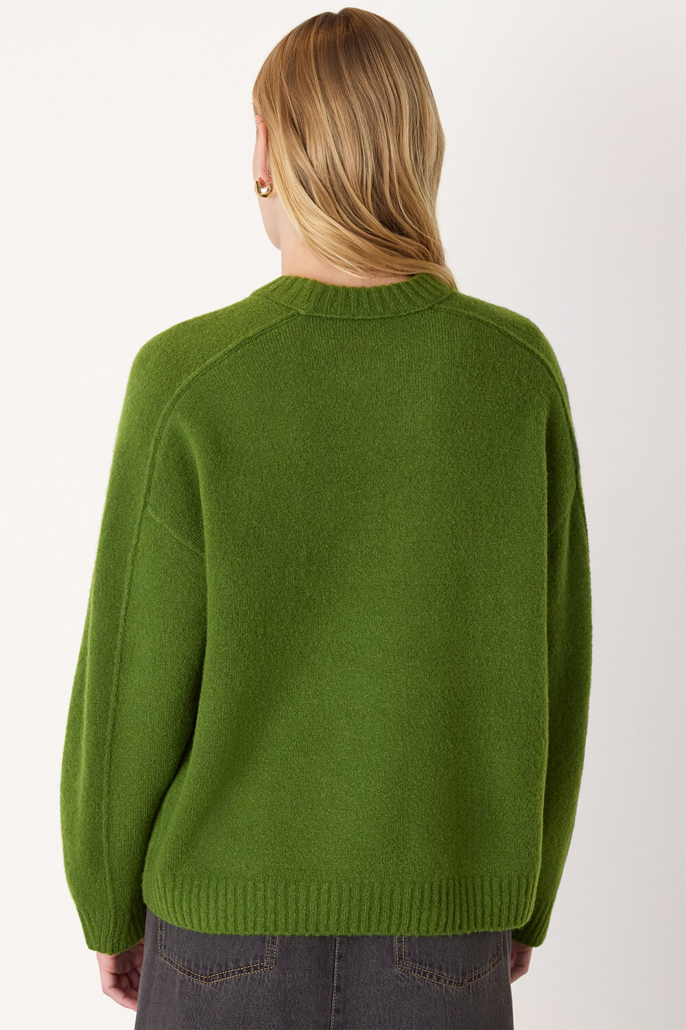 Green Wool Mix Seam Detail Knit