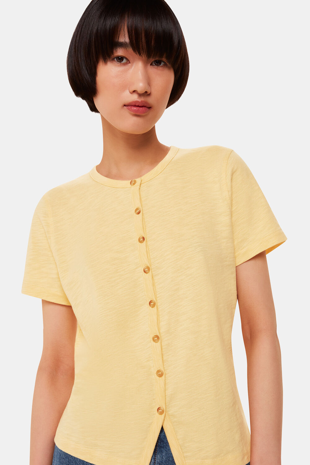 Isla Round Neck Button Tee