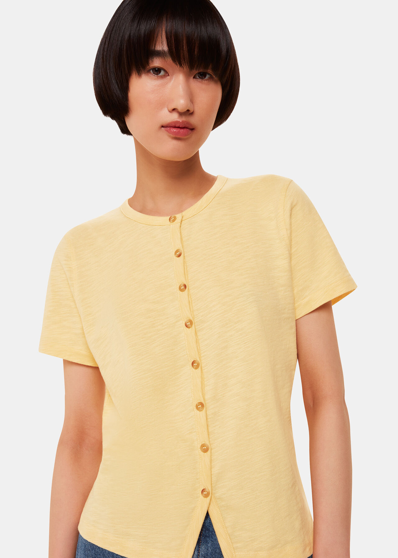 Isla Round Neck Button Tee