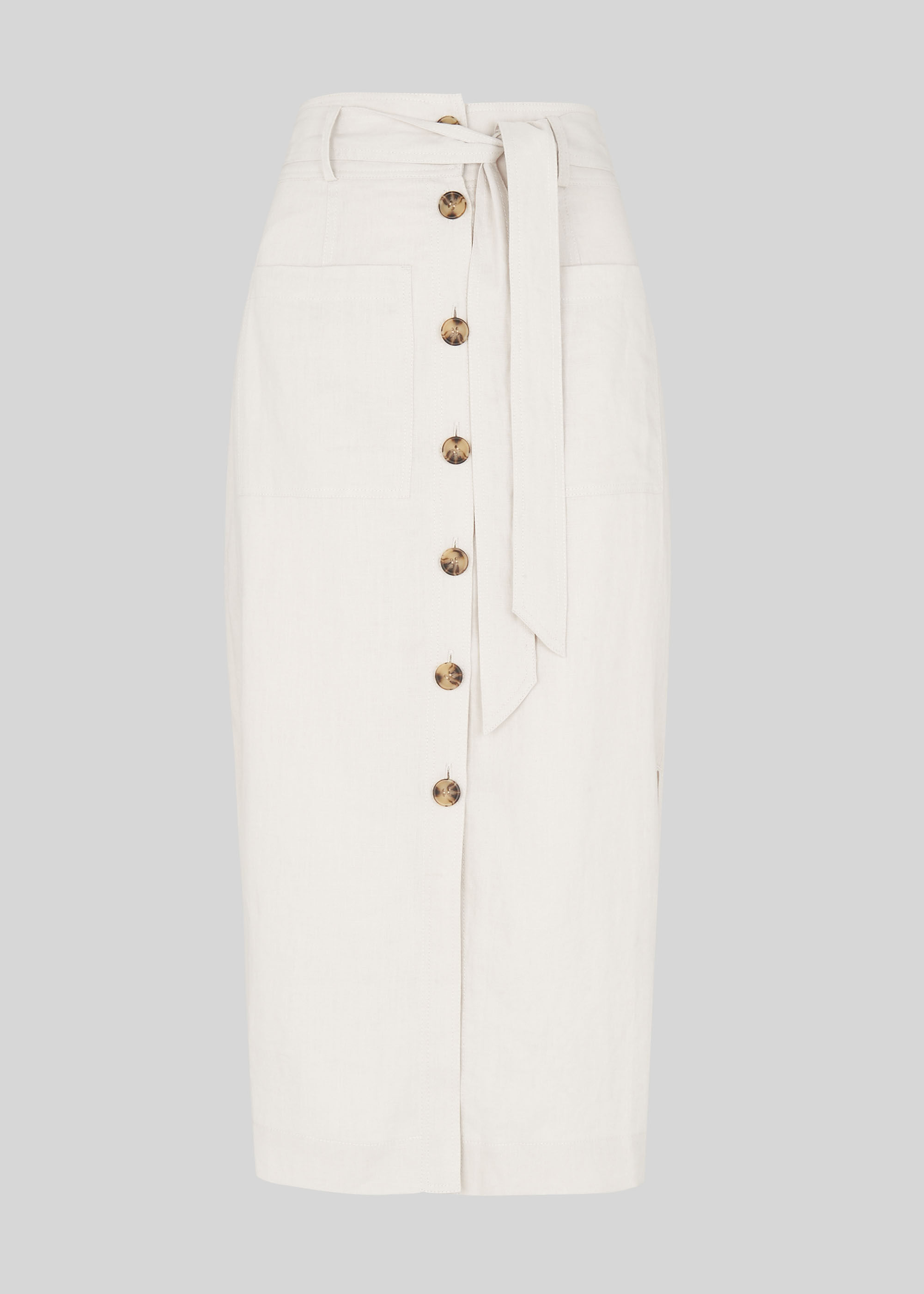 Linen Tie Button Skirt