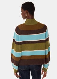 Wool Stripe Funnel Neck Knit