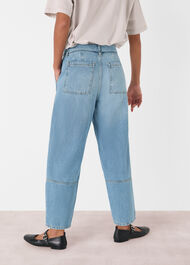 Tie Waist Barrel Leg Jean