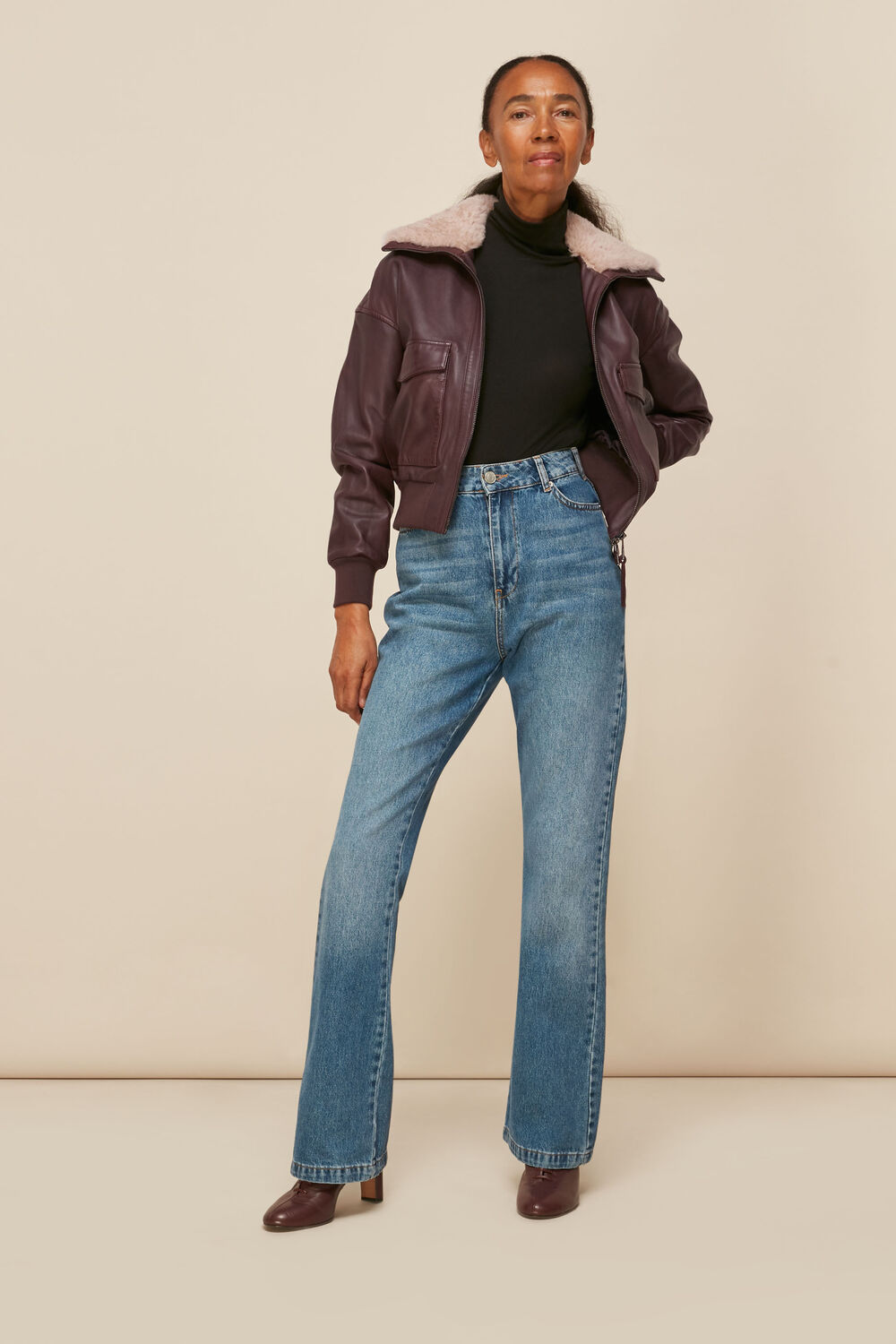Shearling Collar Bomber Jacket