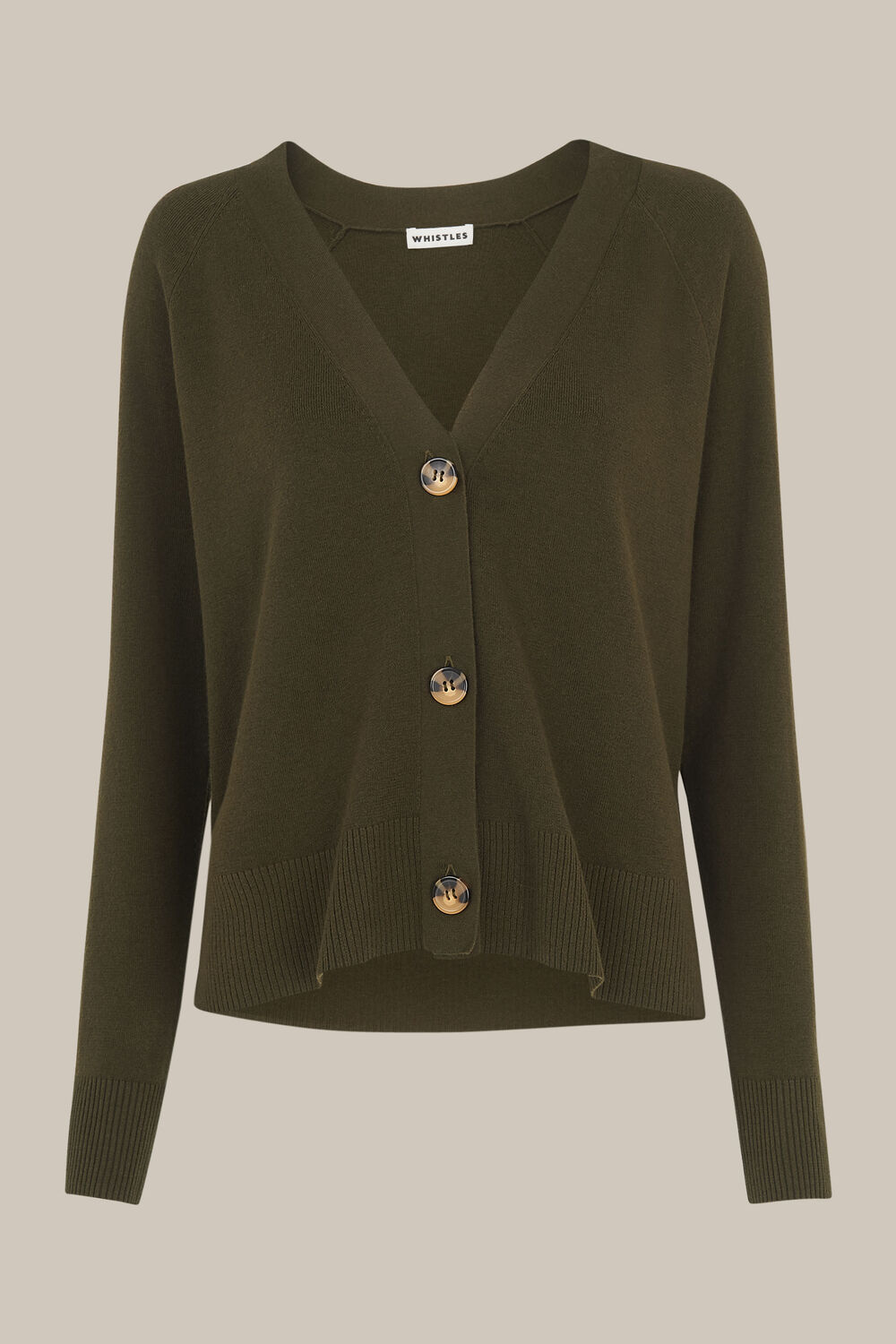 Button Front Cardigan Khaki
