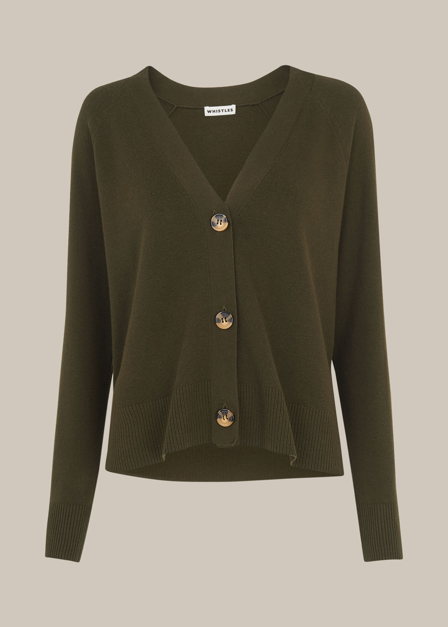 Khaki Button Front Cardigan WHISTLES Whistles US