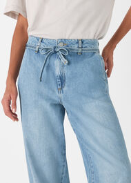 Tie Waist Barrel Leg Jean