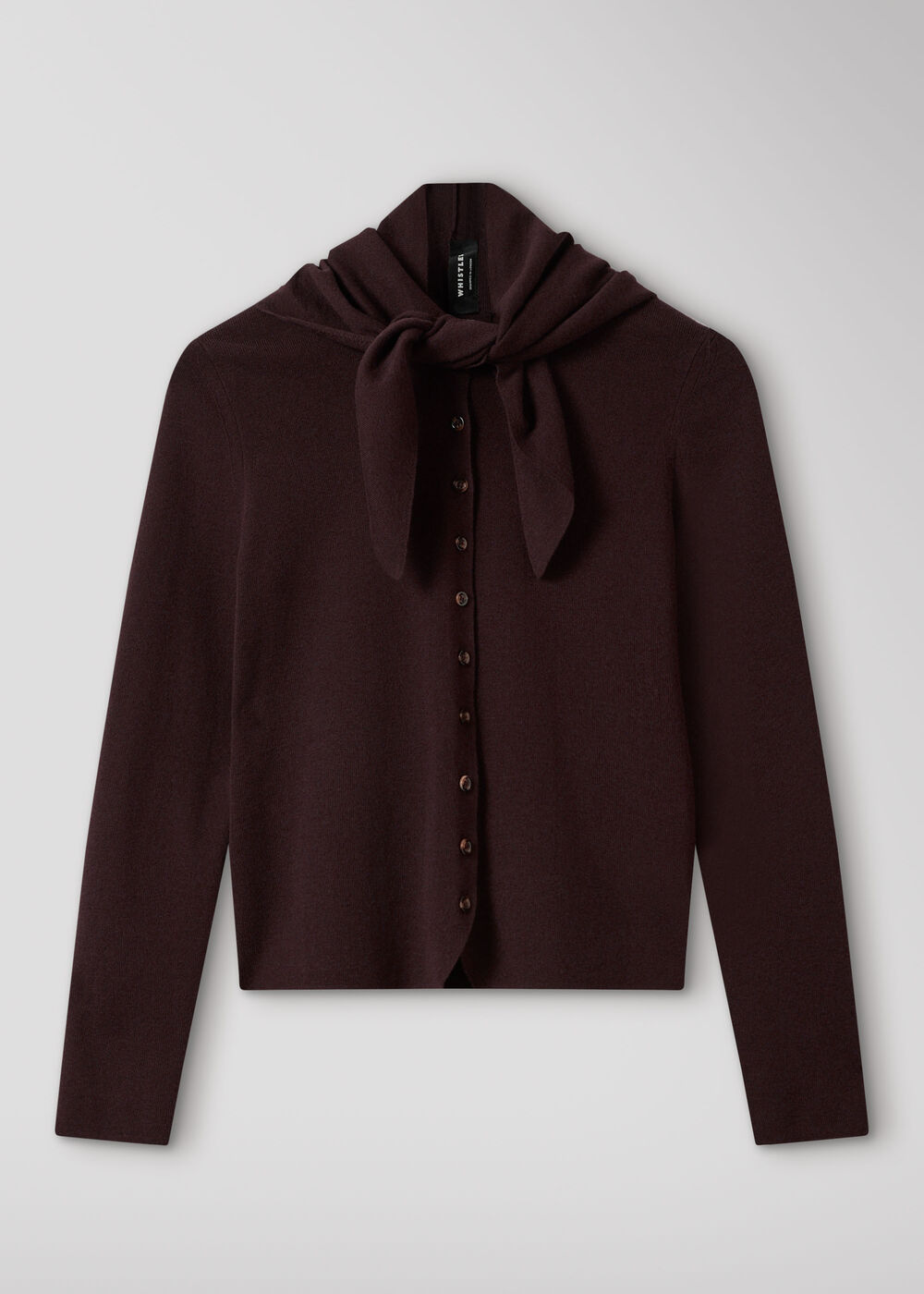 Crew Neck Scarf Cardigan