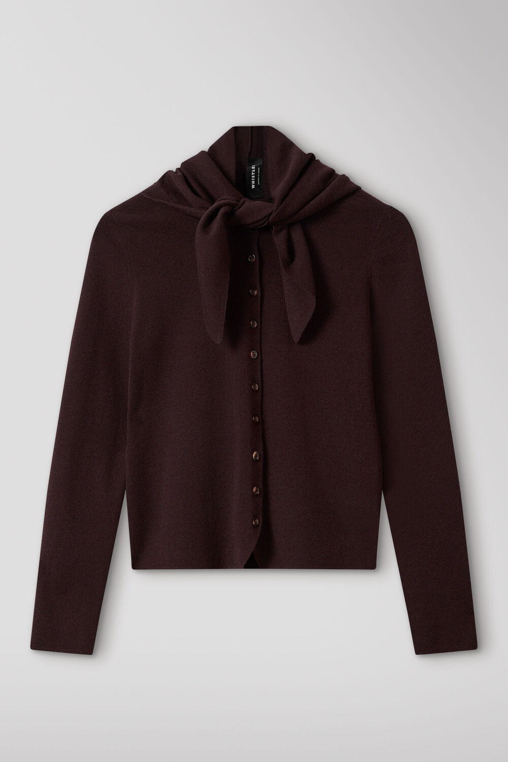Chocolate Crew Neck Scarf Cardigan