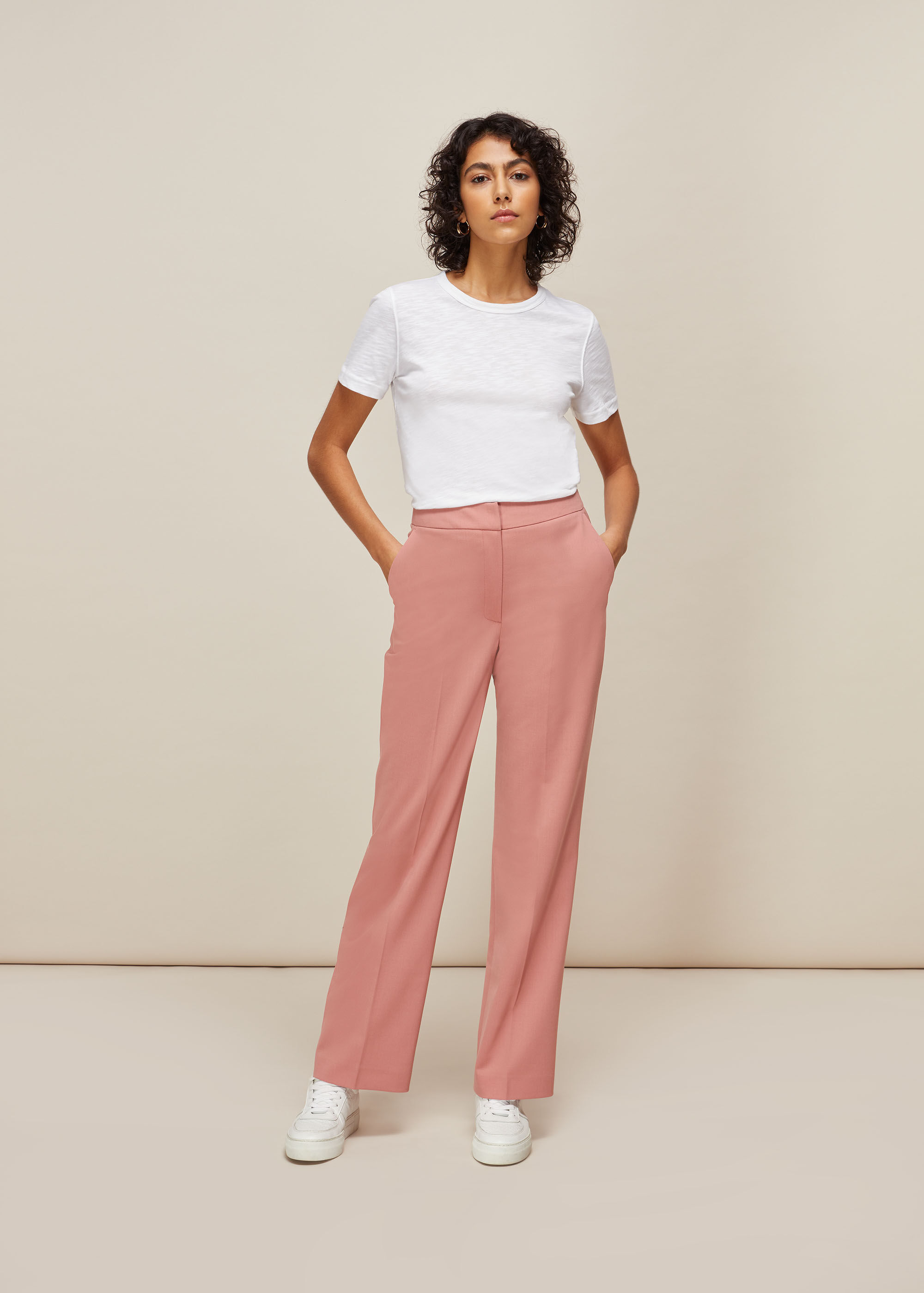 Tall Pale Pink Tie Waist Crop Trousers  New Look