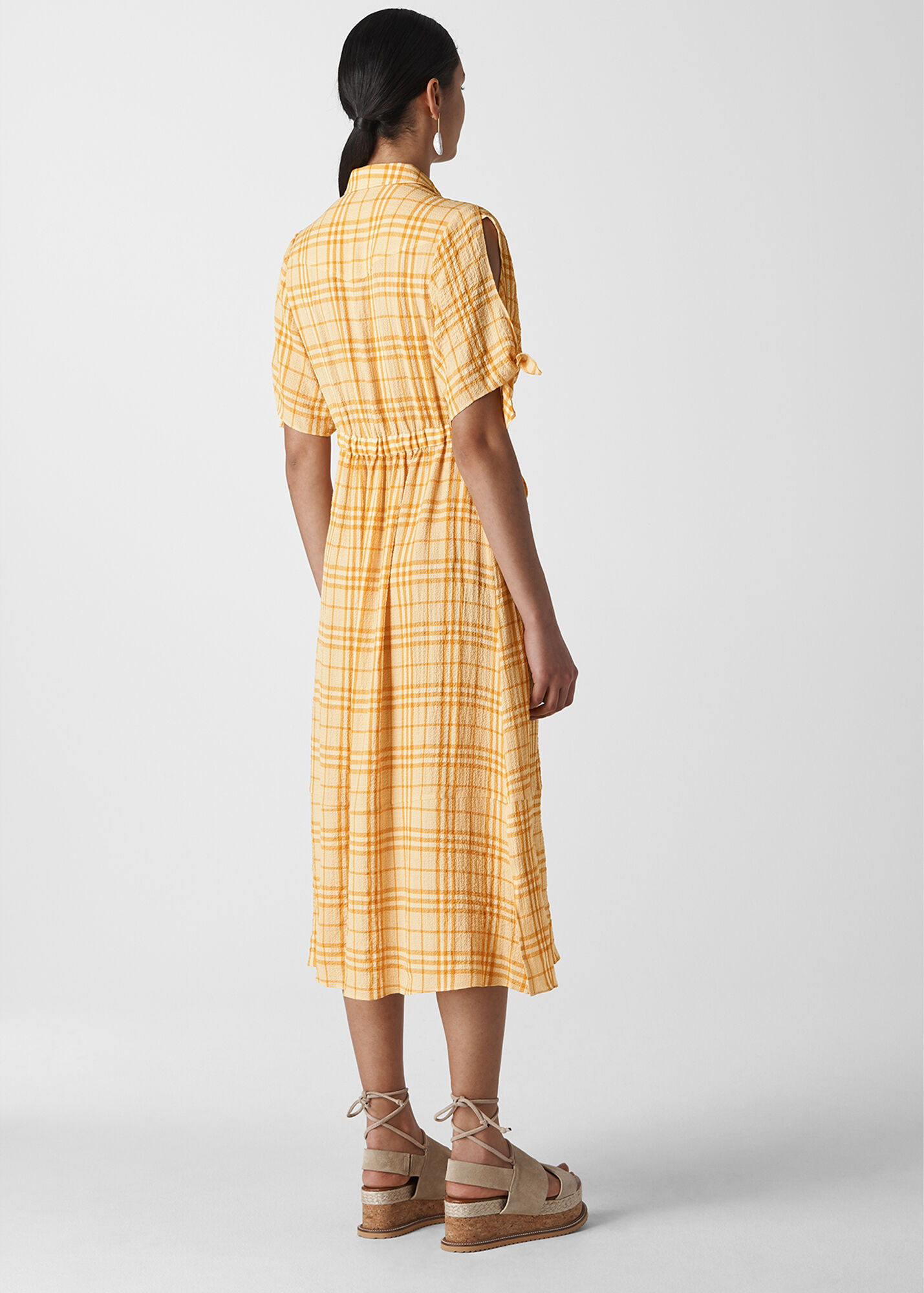 Yellow/Multi Alphina Check Dress | WHISTLES | Whistles US |