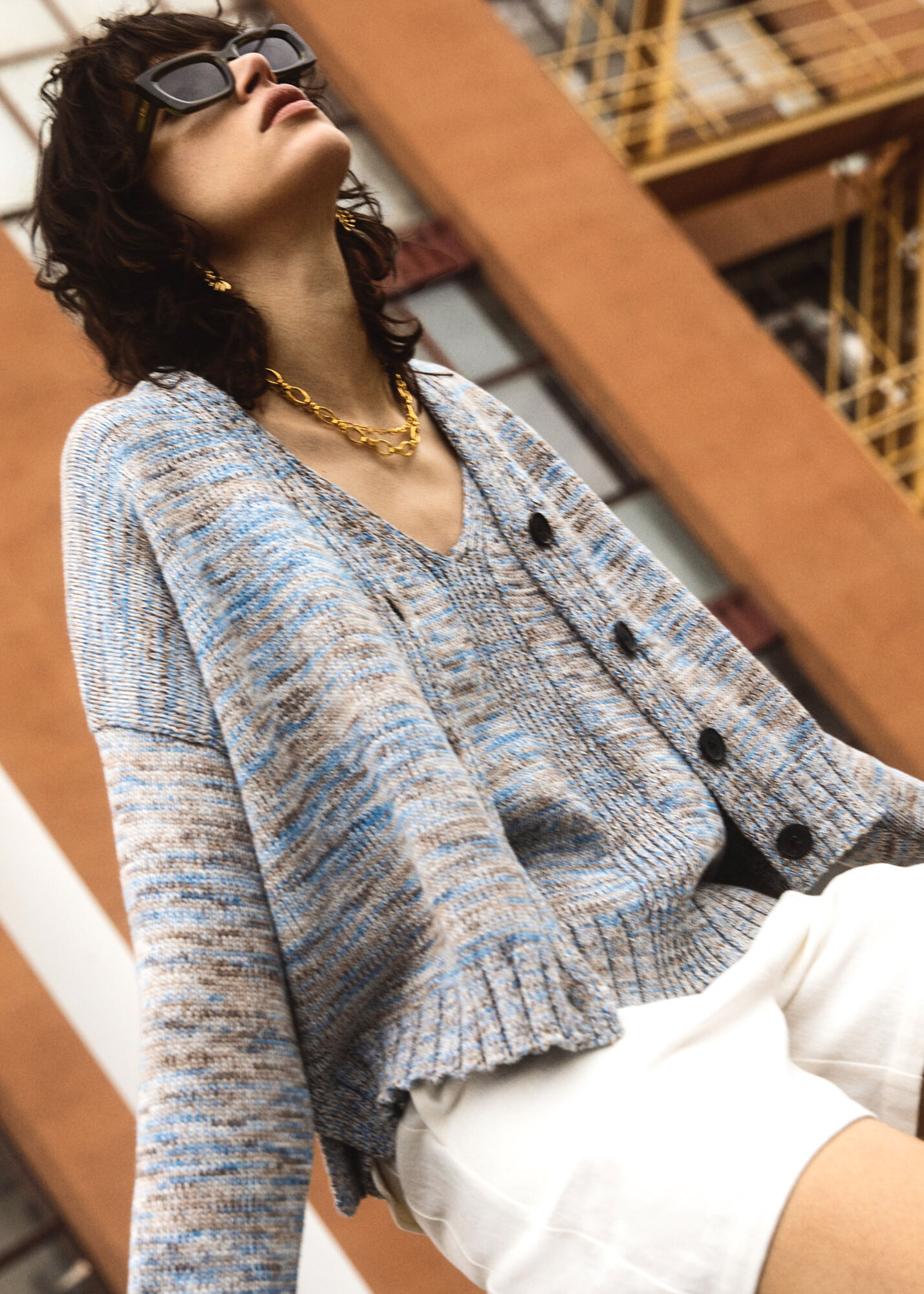 Blue/Multi Dakota Flecked Cardigan WHISTLES Whistles