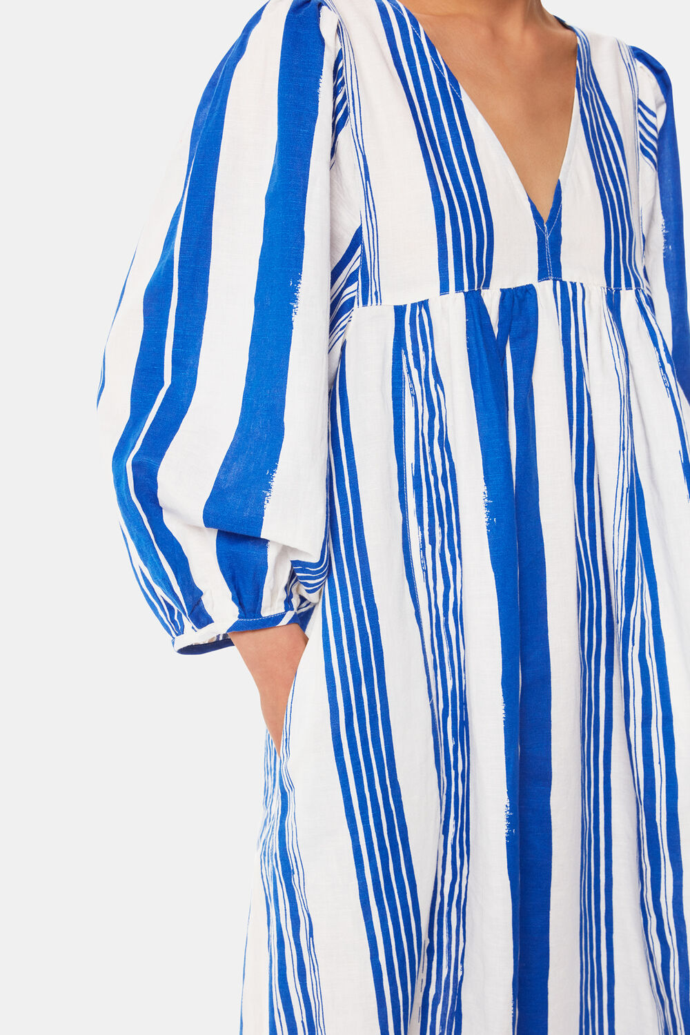 Blue Painted Stripe Gloria Dress