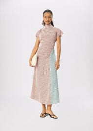 Graphic Check Cowl Neck Dress