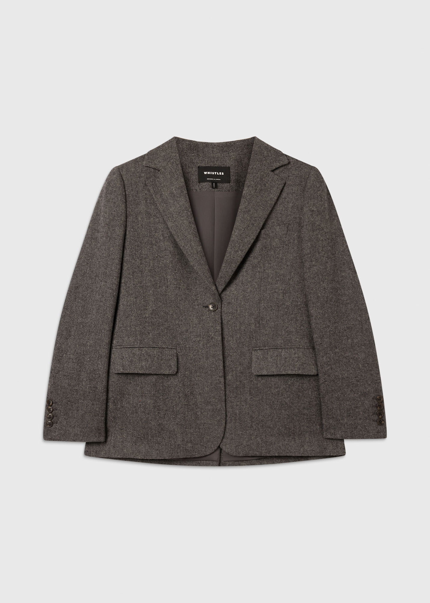 HERRINGBONE WOOL BLAZER ヘリンボーン ウール ブレザー Grey/Multi Herringbone Wool Blend Blazer | WHISTLES | Whistles US |