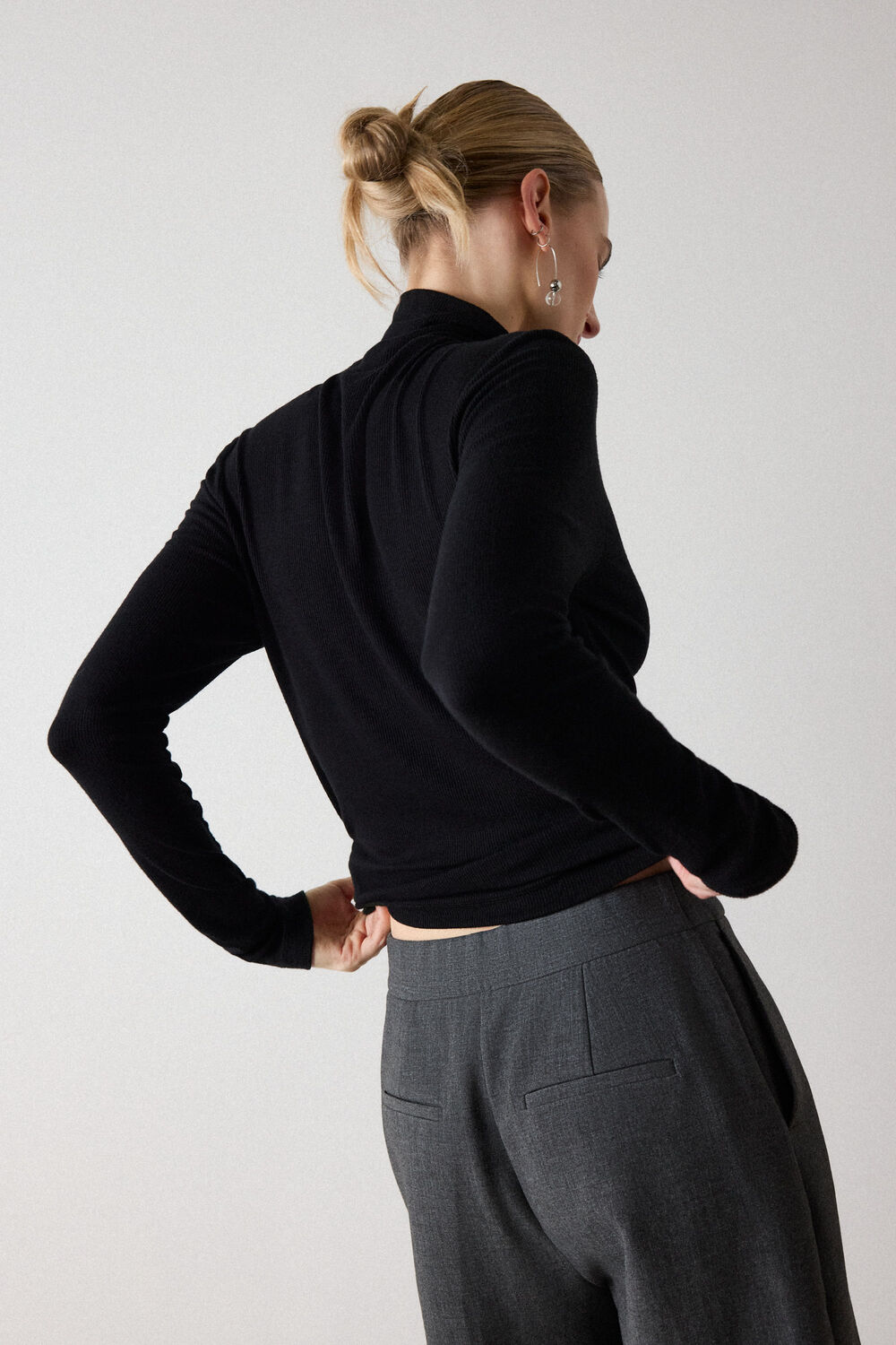 Black Essential Ribbed Polo