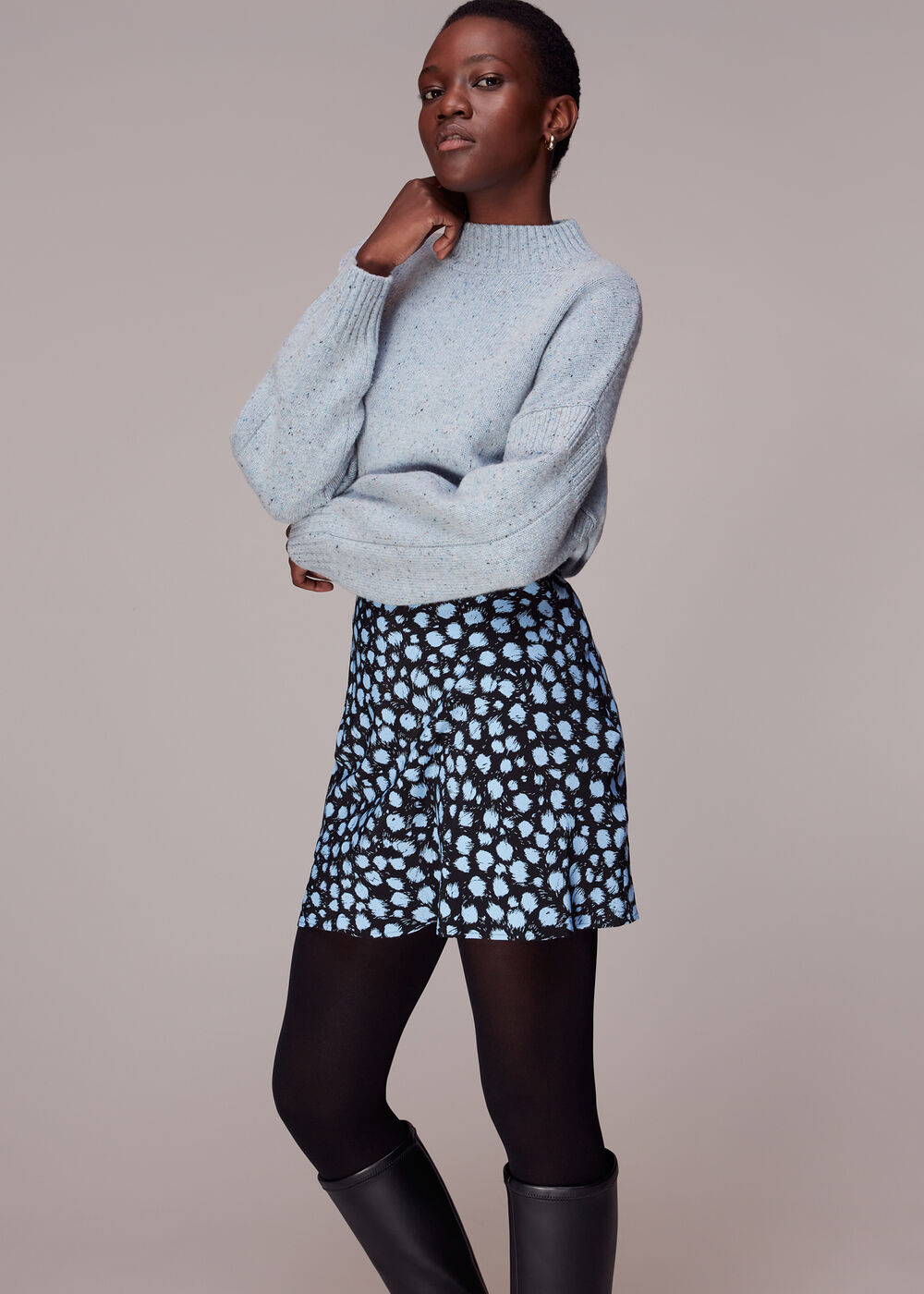 Brushed Dalmatian Mini Skirt