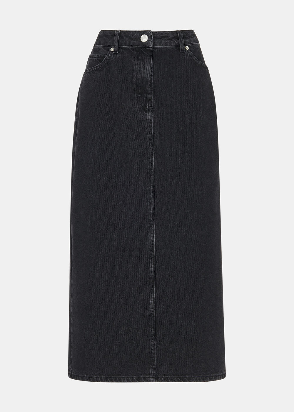 Straight Denim Midi Skirt