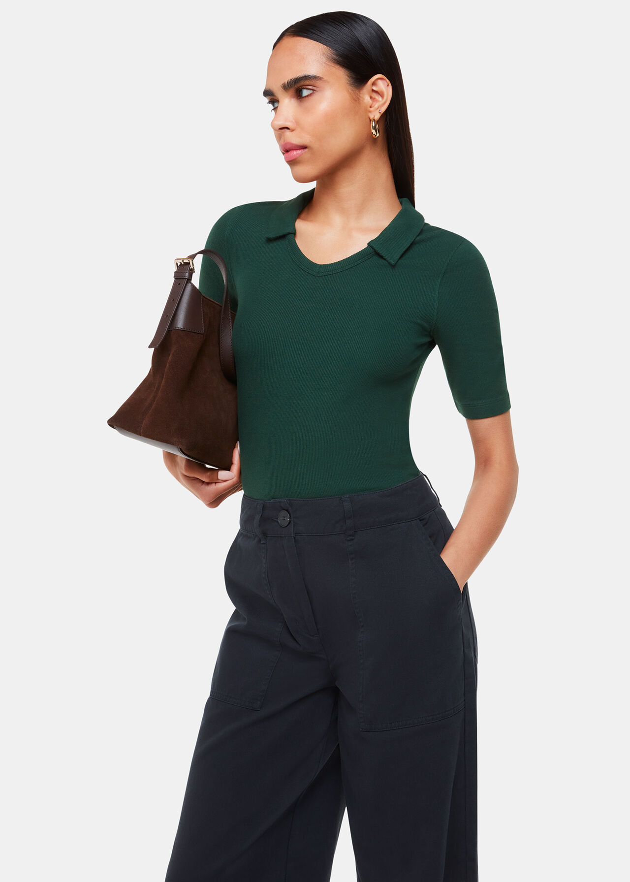 Lucie Ribbed Collar Polo