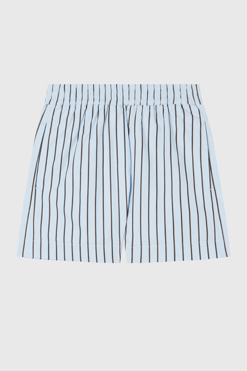 Blue Cotton Poplin Stripe Short