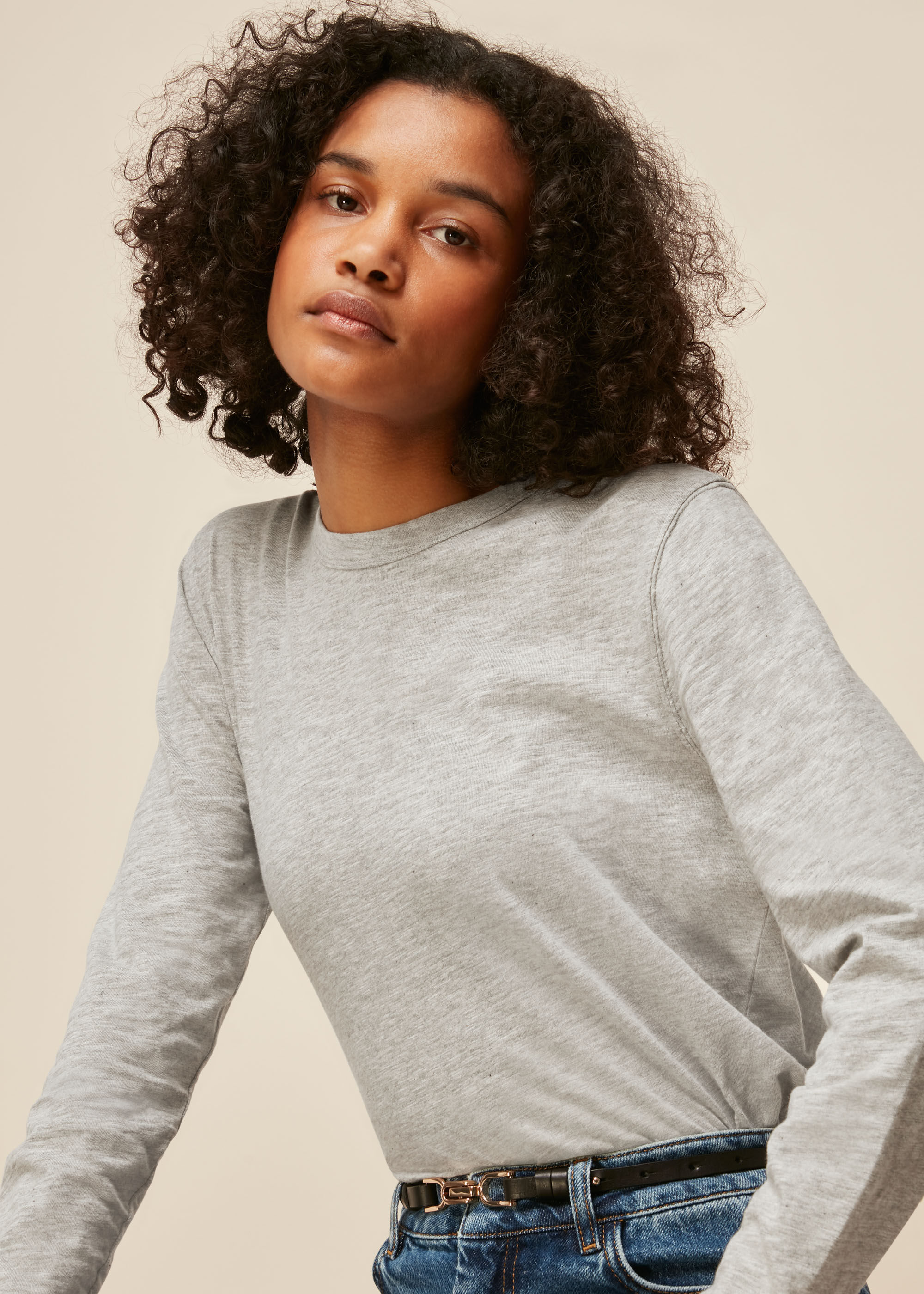 Grey marl long sleeve top clearance