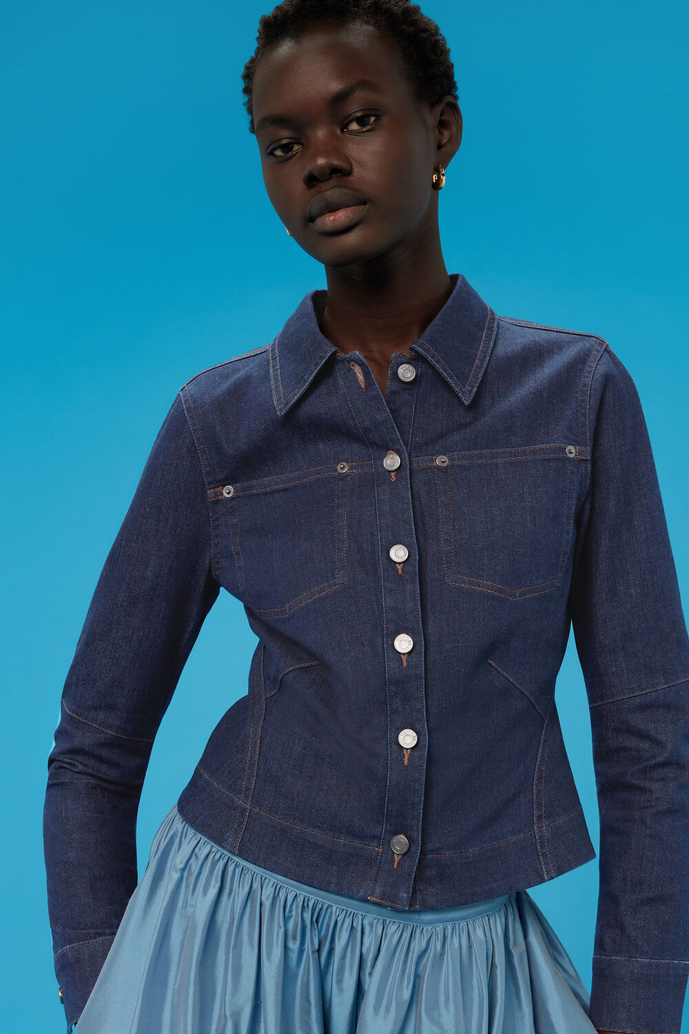 Denim Corset Detail Top