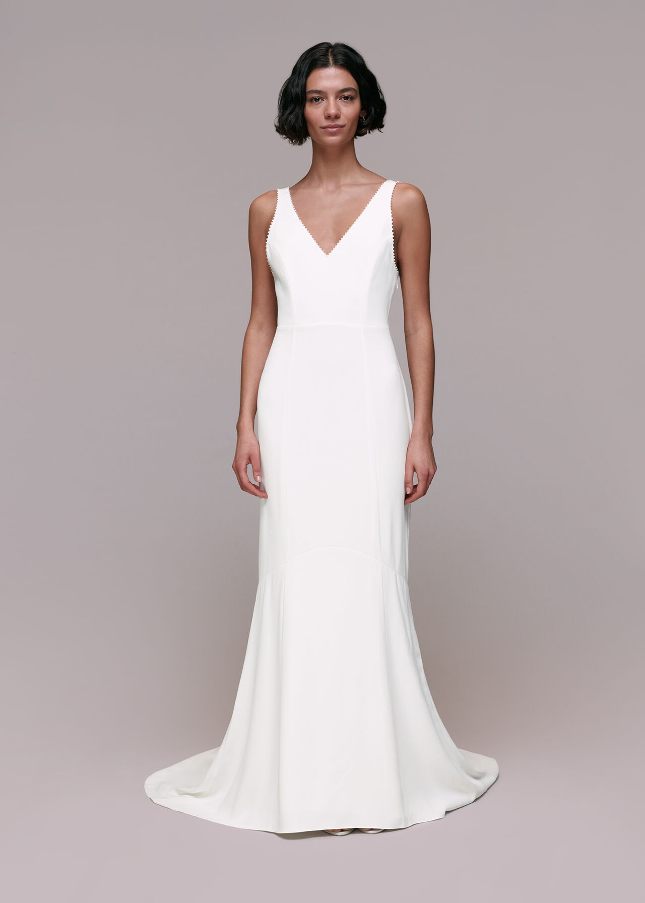 Elegant V-Neck Wedding Dress in Ivory | Whistles Bridal Exclusive ...